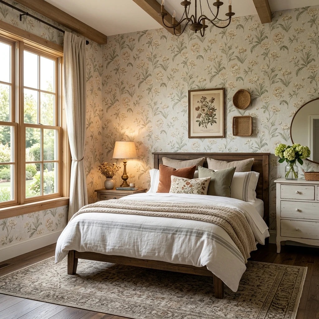 Rustic Farmhouse Blossom - 2.5mm Premium 3D Embossed Wallpaper